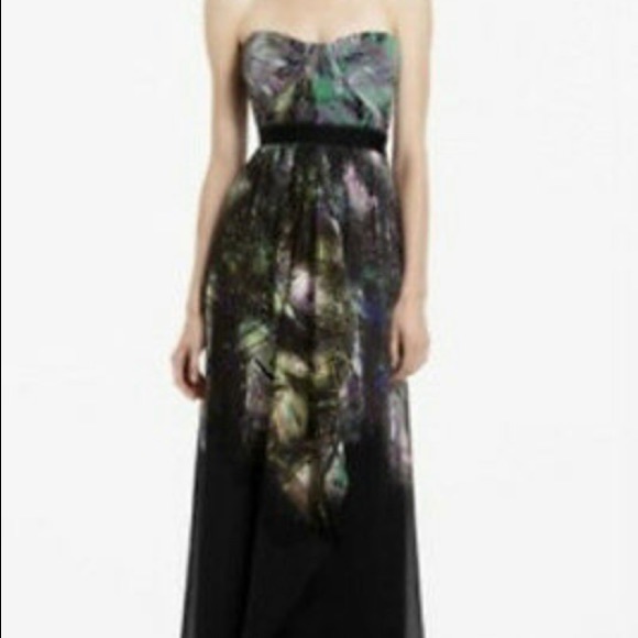 BLACK MULTI-COLORED ‘TAE’ PRINTED STRAPLESS GOWN - Picture 3 of 10